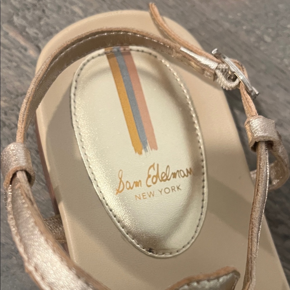 Sam Edelman Naomi Sandals in Gold Metallic Leather - Sz 7.5 - Picture 2 of 9